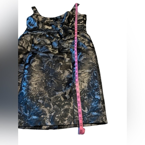 VTG 90s Black Gray Metallic Brocade Floral Sheath Dress Topper Jacket. SZ 14 - Picture 15 of 16